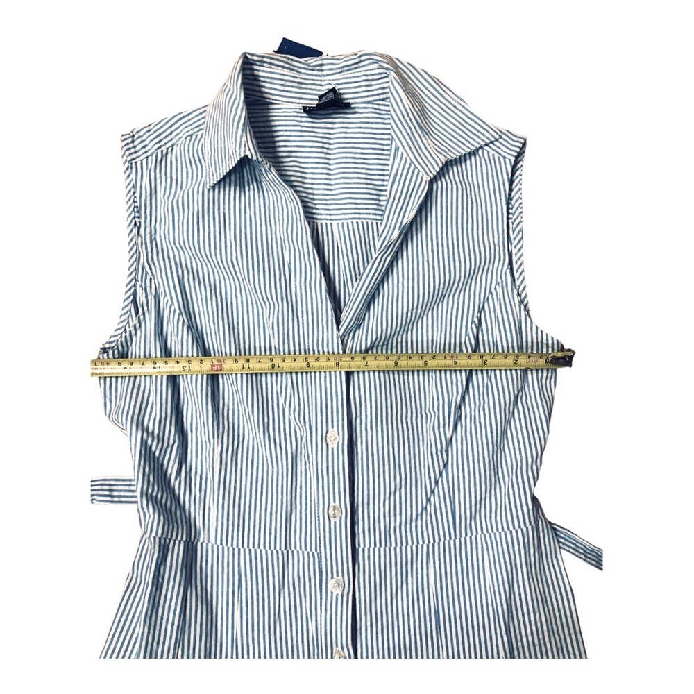 JonesNY white blue pinstripe button down seersucker style cotton Dress size 4 - Picture 14 of 16